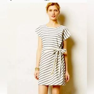 Anthropologie Saturday Sunday Dress Womens S Blue White Striped Terry Side Tie
